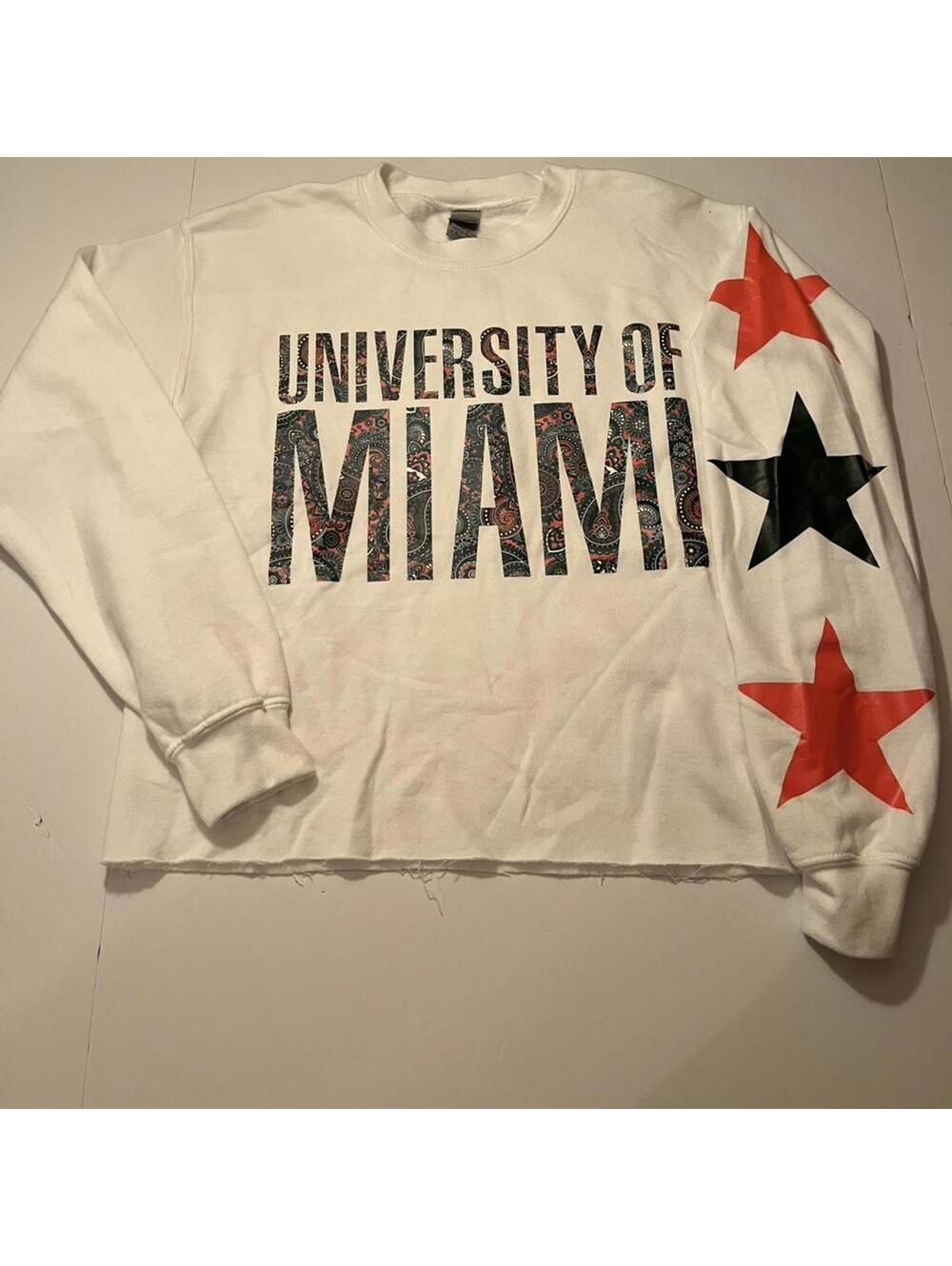 University of Miami Light weight Cropped Crew Neck, Sized Small, By Gildan